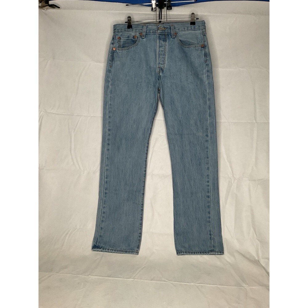 Levi's 501 Jeans Mens 32x32 Light Blue Button Fly Straight Leg Denim Pants
